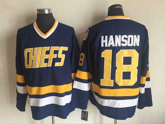 Hanson Brothers #18 Jeff Hanson Blue Winter Classic Stitched Movie Jersey