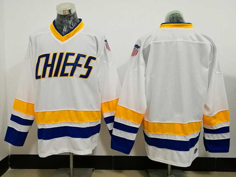 Hanson Brothers Blank White Winter Classic Stitched Movie Jersey