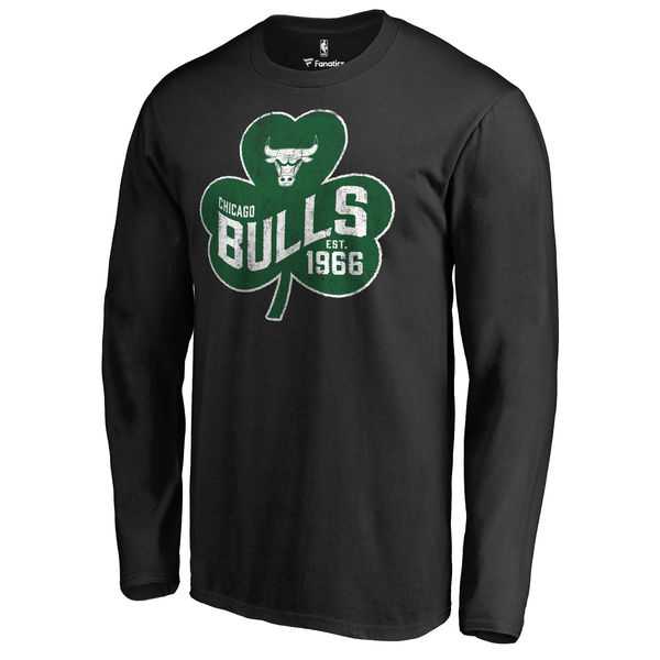 Men's Chicago Bulls Fanatics Branded Black Big & Tall St. Patrick's Day Paddy's Pride Long Sleeve T-Shirt FengYun