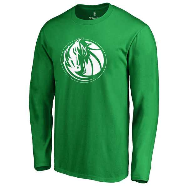 Men's Dallas Mavericks Fanatics Branded Kelly Green St. Patrick's Day White Logo Long Sleeve T-Shirt FengYun
