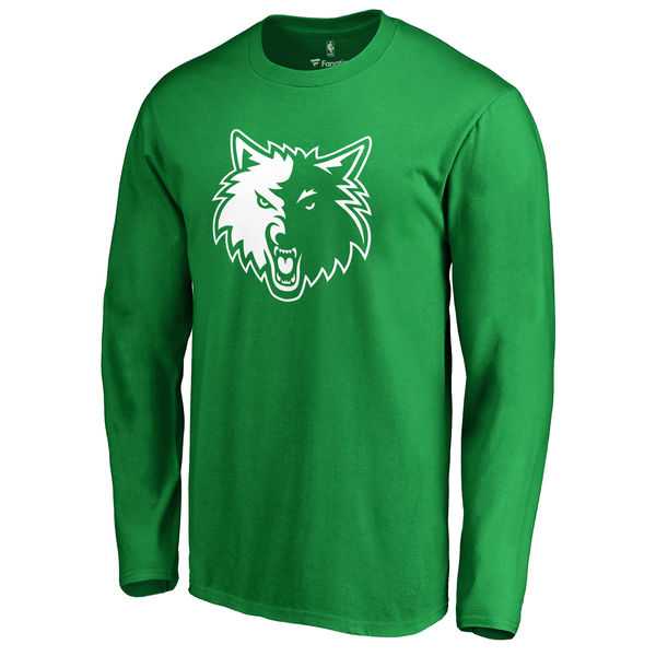 Men's Minnesota Timberwolves Fanatics Branded Kelly Green St. Patrick's Day White Logo Long Sleeve T-Shirt FengYun