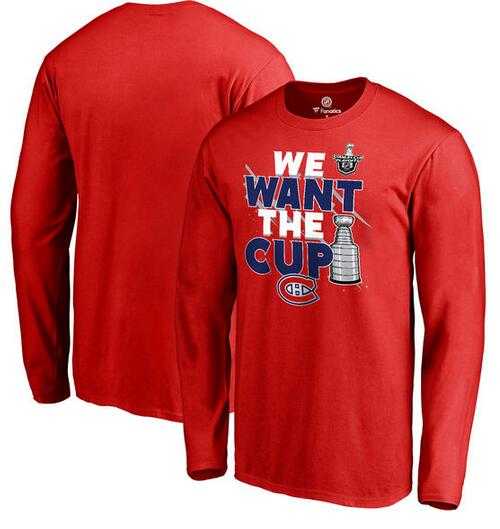 Men's Montreal Canadiens Fanatics Branded 2017 NHL Stanley Cup Playoff Participant Blue Line Long Sleeve T Shirt Red FengYun