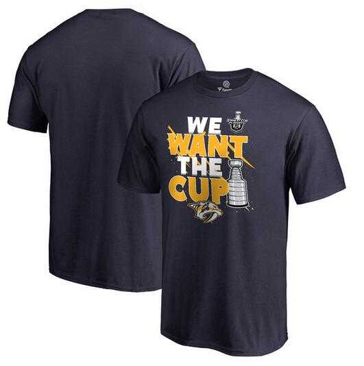 Men's Nashville Predators Fanatics Branded 2017 NHL Stanley Cup Playoff Participant Blue Line T Shirt Navy FengYun