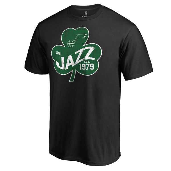 Men's Utah Jazz Fanatics Branded Black Big & Tall St. Patrick's Day Paddy's Pride T-Shirt FengYun