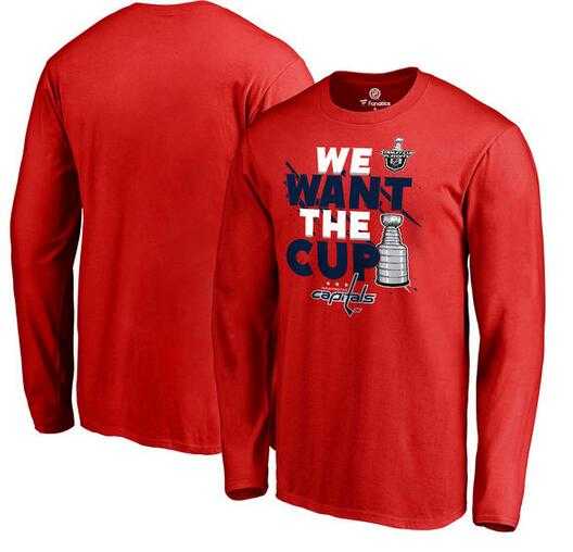 Men's Washington Capitals Fanatics Branded 2017 NHL Stanley Cup Playoff Participant Blue Line Long Sleeve T Shirt Red FengYun