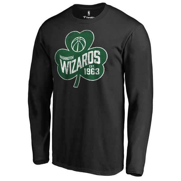 Men's Washington Wizards Fanatics Branded Black Big & Tall St. Patrick's Day Paddy's Pride Long Sleeve T-Shirt FengYun