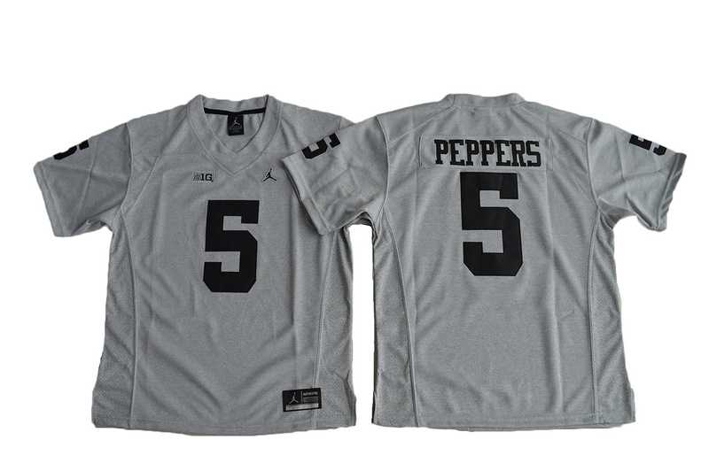 Michigan Wolverines #5 Jabrill Peppers Gray Gridiron II College Stitched Jersey