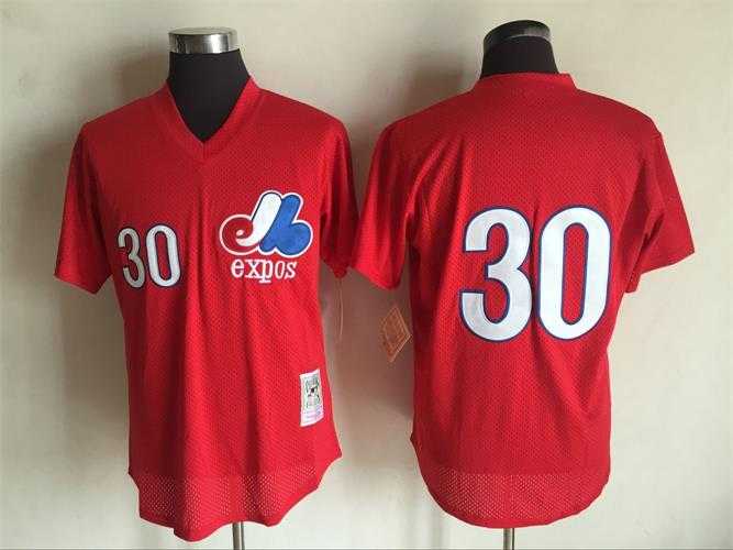 Montreal Expos #30 Raines Red Mitchell And Ness Throwback Pullover Stitched Jersey