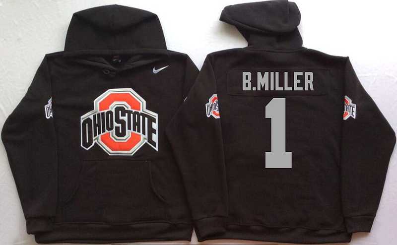 Ohio State Buckeyes #1 Braxton Miller Black Men's Pullover Stitched Hoodie