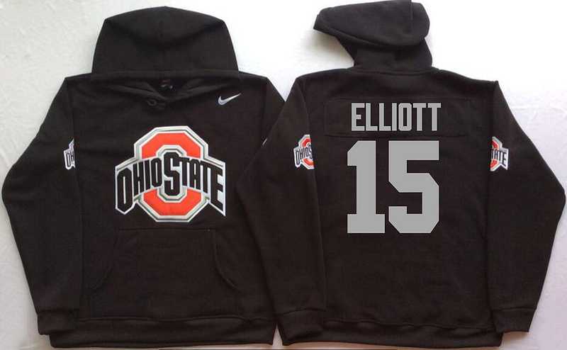 Ohio State Buckeyes #15 Ezekiel Elliott Black Men's Pullover Stitched Hoodie
