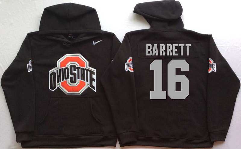 Ohio State Buckeyes #16 J.T. Barrett Black Men's Pullover Stitched Hoodie
