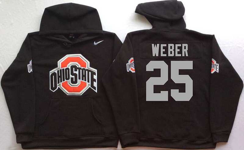 Ohio State Buckeyes #25 Mike Weber Black Men's Pullover Stitched Hoodie