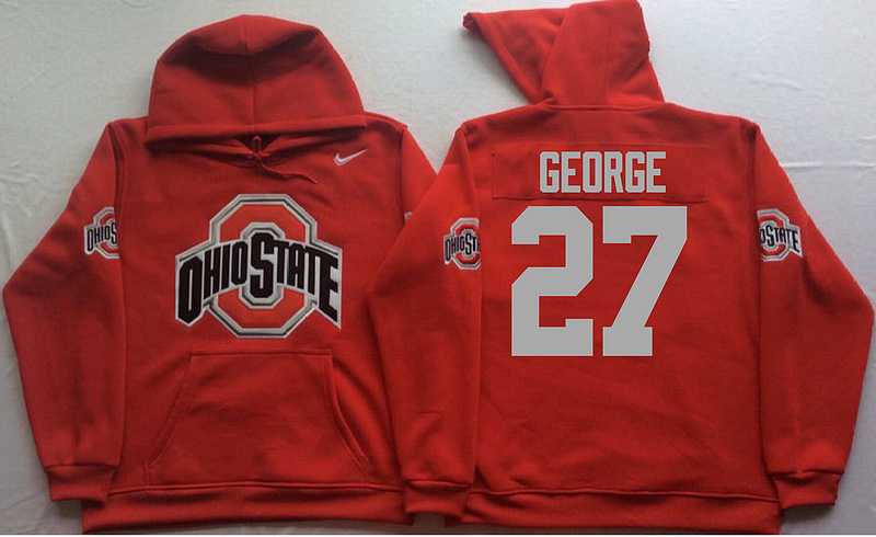 Ohio State Buckeyes #27 Eddie George Red Men's Pullover Stitched Hoodie