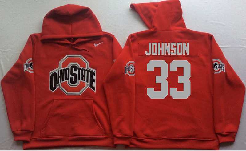 Ohio State Buckeyes #33 Pete Johnson Red Men's Pullover Stitched Hoodie