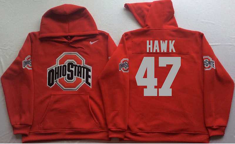 Ohio State Buckeyes #47 A.J. Hawk Red Men's Pullover Stitched Hoodie