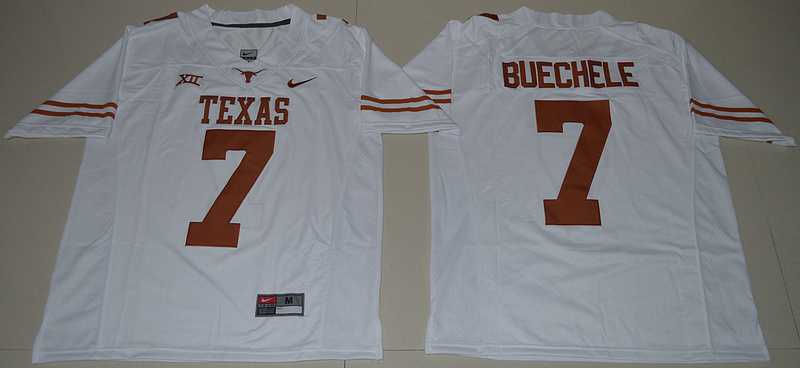 Texas Longhorns #7 Shane Buechele White Nike College Stitched Jersey