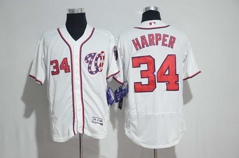 Washington Nationals #34 Bryce Harper White Flexbase Collection Stitched MLB Jersey