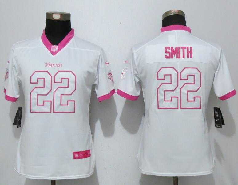 Women Nike Minnesota Vikings #22 Smith Matthews White-Pink Stitched NFL Elite Rush Fashion Jersey