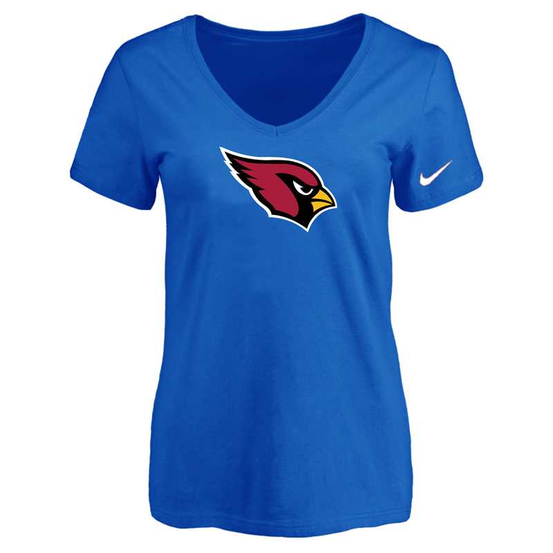 Women's Arizona Cardinals Blue Logo V neck T-Shirt FengYun