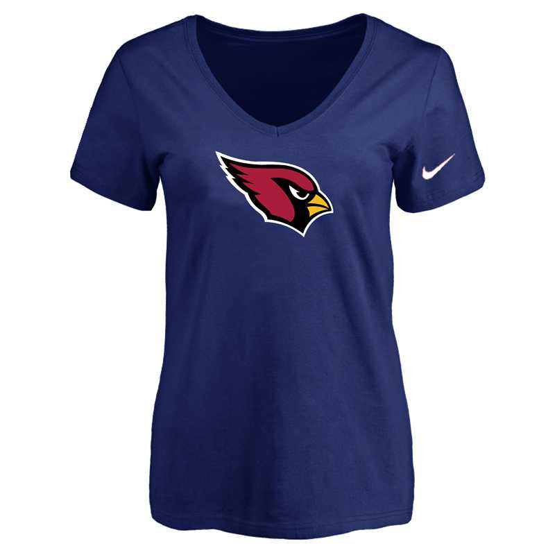 Women's Arizona Cardinals D.Blue Logo V neck T-Shirt FengYun