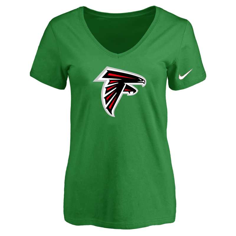 Women's Atlanta Falcons D.Green Logo V neck T-Shirt FengYun