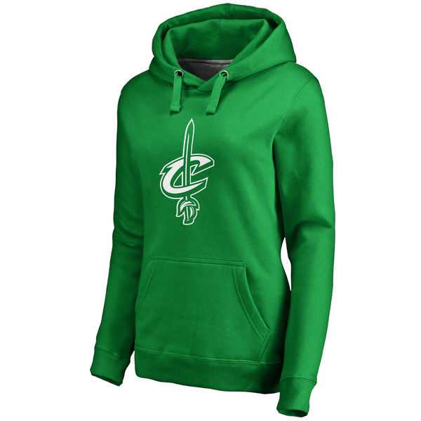 Women's Cleveland Cavaliers Fanatics Branded Kelly Green St. Patrick's Day White Logo Pullover Hoodie FengYun