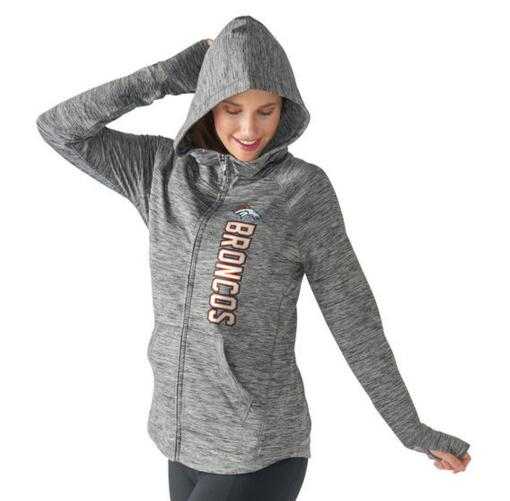 Women's Denver Broncos G III 4Her by Carl Banks Recovery Full Zip Hoodie Heathered Gray FengYun