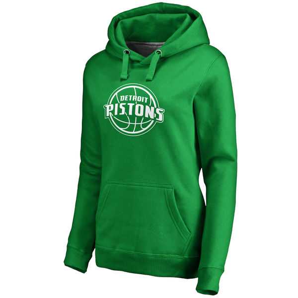 Women's Detroit Pistons Fanatics Branded Kelly Green St. Patrick's Day White Logo Pullover Hoodie FengYun