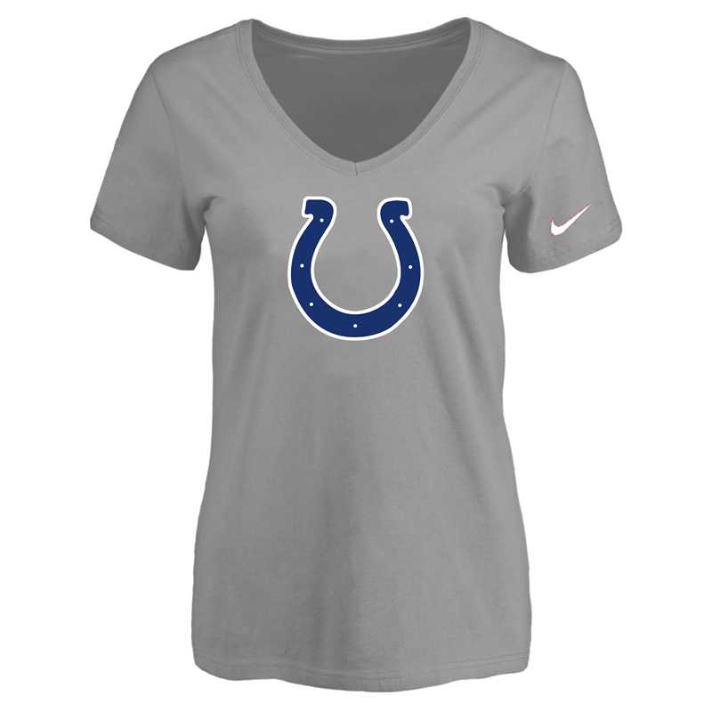 Women's Indiannapolis Colts L.Gray Logo V neck T-Shirt FengYun