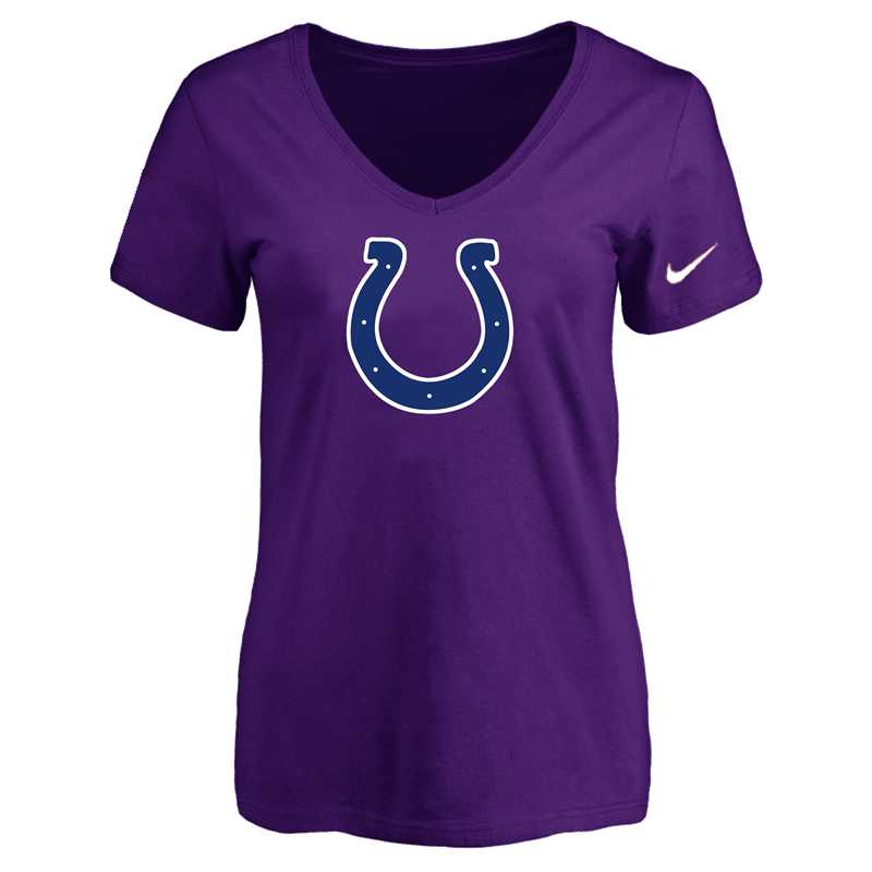 Women's Indiannapolis Colts Purple Logo V neck T-Shirt FengYun