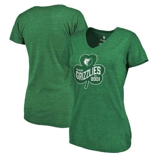 Women's Memphis Grizzlies Fanatics Branded St. Patrick's Day Paddy's Pride Tri-Blend T-Shirt - Green (2) FengYun