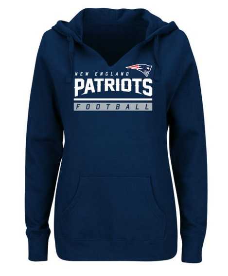 Women's New England Patriots Majestic Self-Determination Pullover Hoodie - Navy FengYun