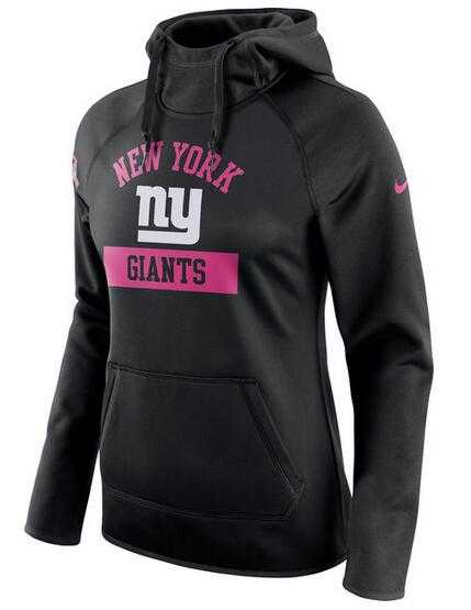 Women's New York Giants Nike Breast Cancer Awareness Circuit Performance Pullover Hoodie - Black FengYun