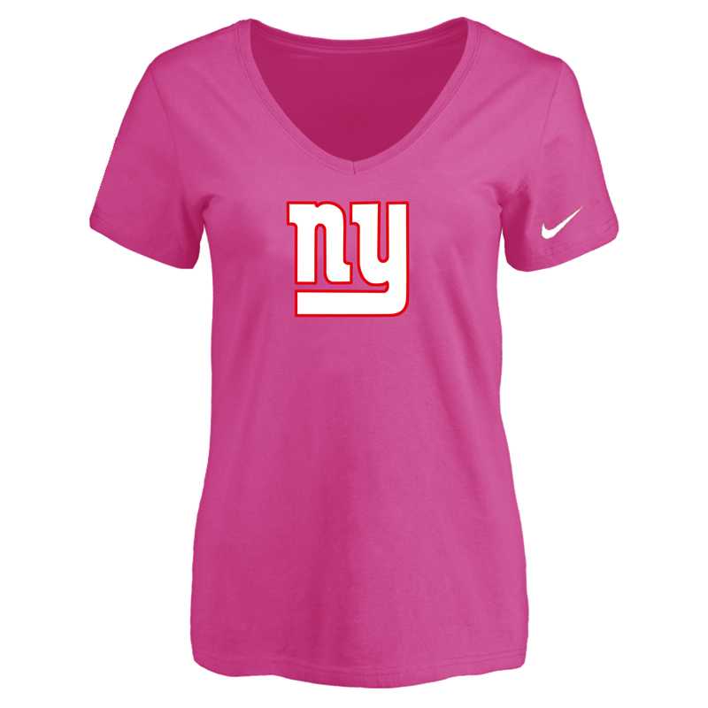 Women's New York Giants Peach Logo V neck T-Shirt FengYun