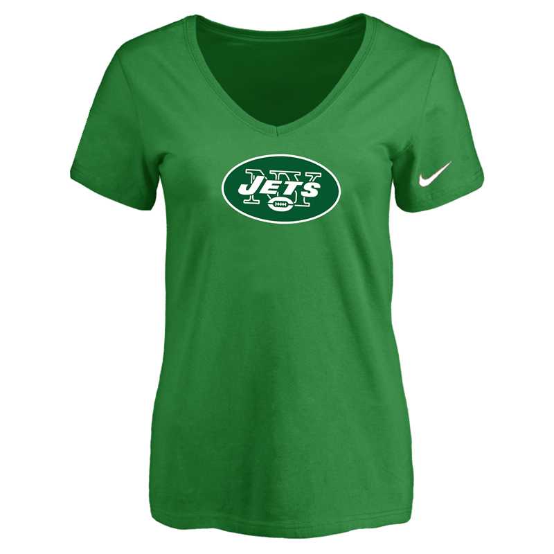 Women's New York Jets D.Green Logo V neck T-Shirt FengYun
