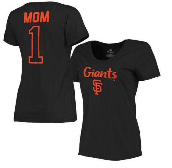 Women's San Francisco Giants 2017 Mother's Day #1 Mom Plus Size T-Shirt - Black FengYun