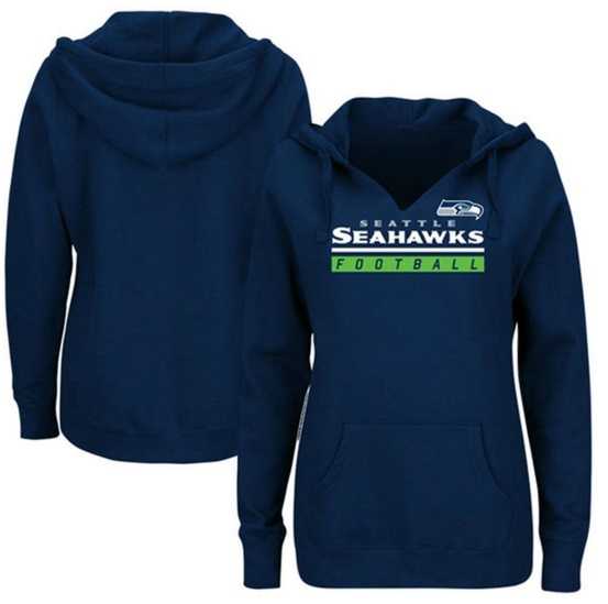 Women's Seattle Seahawks Majestic Plus Size Self Determination Pullover Hoodie - College Navy FengYun