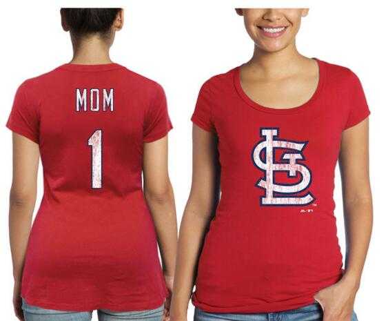 Women's St. Louis Cardinals Majestic Threads Mother's Day #1 Mom T-Shirt - Red FengYun