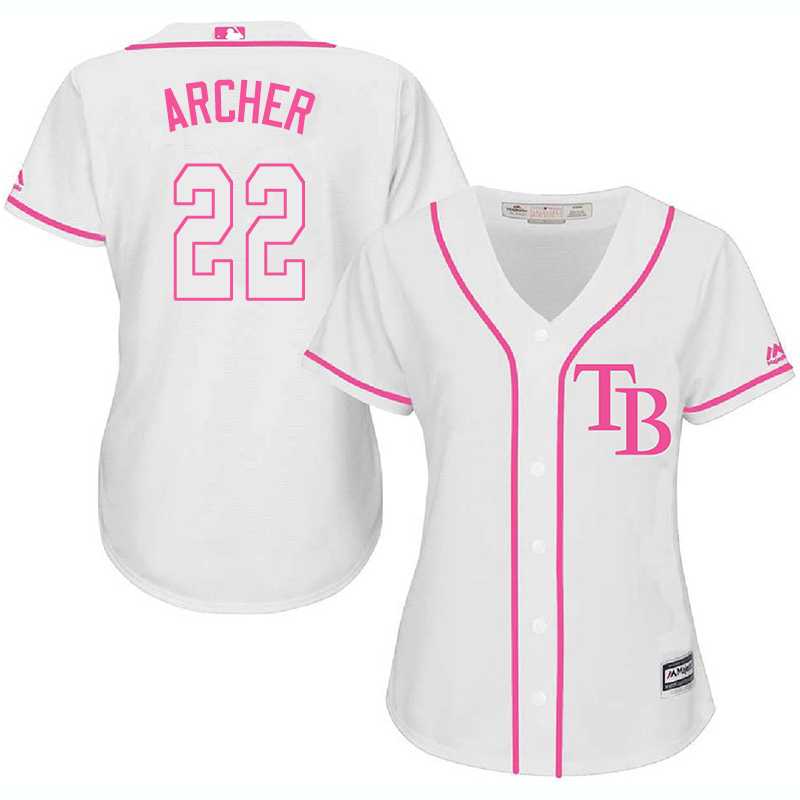 Women's Tampa Bay Rays #22 Chris Archer White Pink New Cool Base Jersey