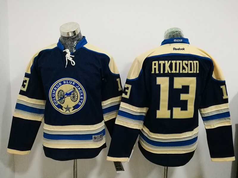 Youth Blue Jackets #13 Cam Atkinson Navy Blue Alternate Stitched NHL Jersey