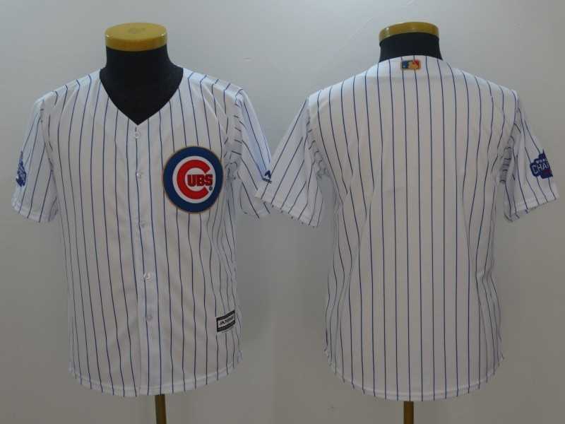 Youth Chicago Cubs Blank White World Series Champions Gold Program Cool Base Jersey