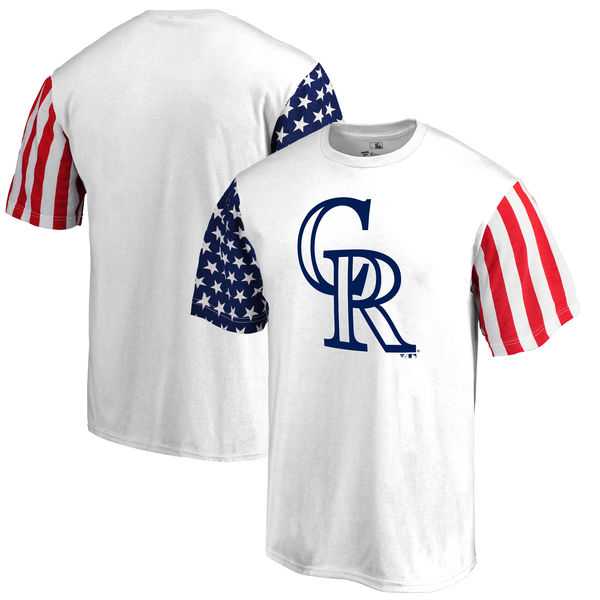 Men's Colorado Rockies Fanatics Branded Stars & Stripes T-Shirt White FengYun