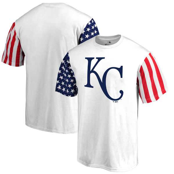 Men's Kansas City Royals Fanatics Branded Stars & Stripes T-Shirt White FengYun