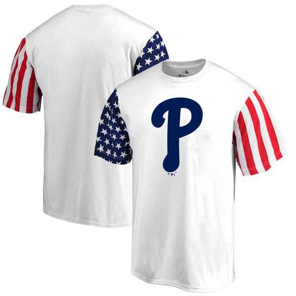 Men's Philadelphia Phillies Fanatics Branded Stars & Stripes T-Shirt White FengYun