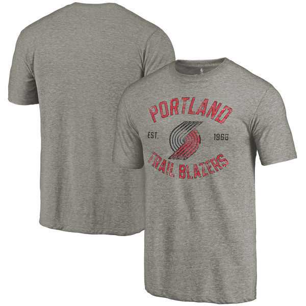 Men's Portland Trail Blazers Distressed Team Logo Gray T-Shirt FengYun