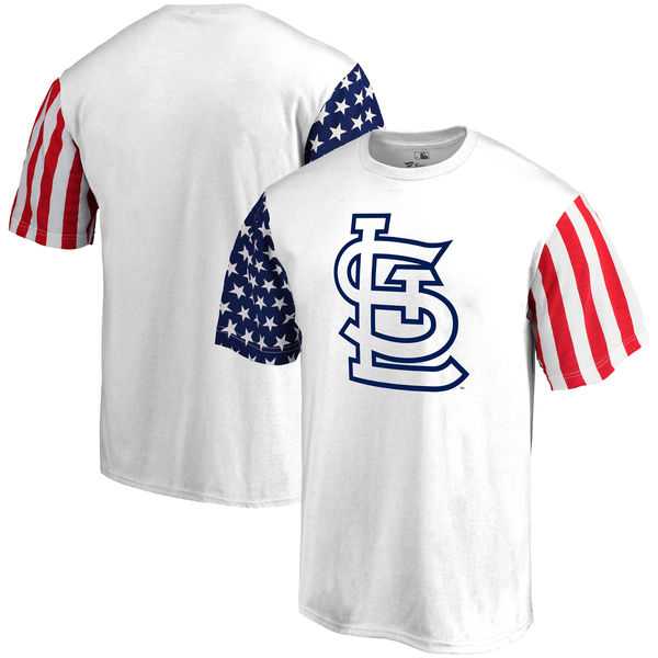 Men's St. Louis Cardinals Fanatics Branded Stars & Stripes T-Shirt White FengYun