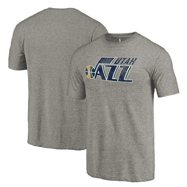 Men's Utah Jazz Distressed Team Logo Gray T-Shirt FengYun