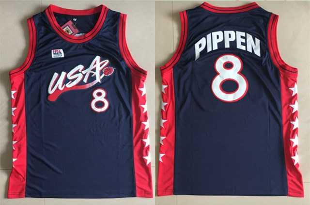 Team USA Basketball #8 Scottie Pippen Navy Jersey