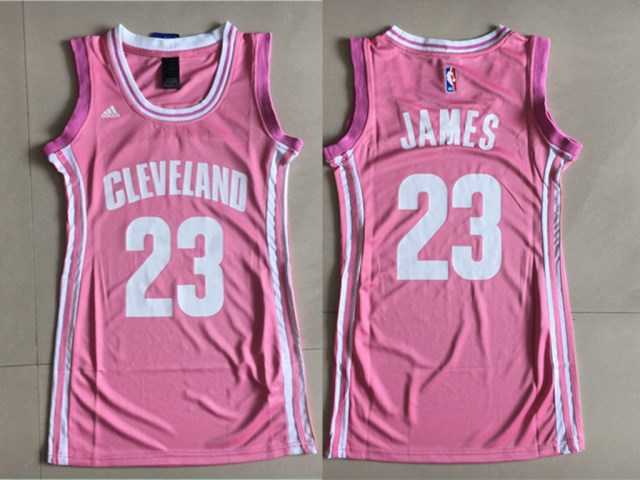 Women Cleveland Cavaliers #23 LeBron James Pink Swingman Jersey