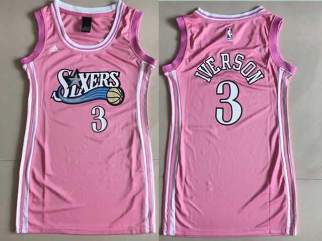 Women Philadelphia 76ers #3 Allen Iverson Pink Swingman Jersey